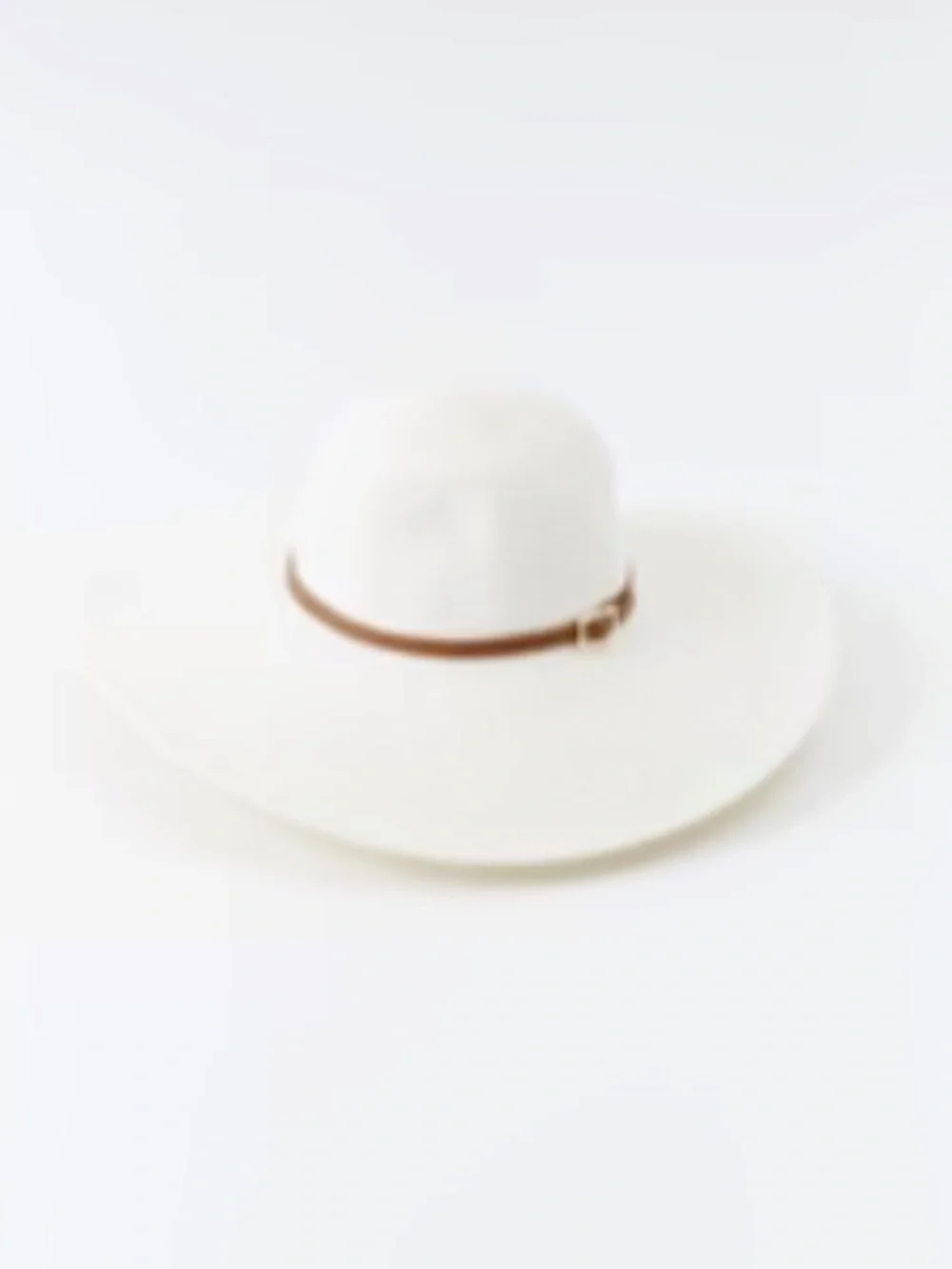 Melissa Odabash Jemima Floppy Wide Brim Hat, White and Tan Leather Trim - Picture 3 of 14
